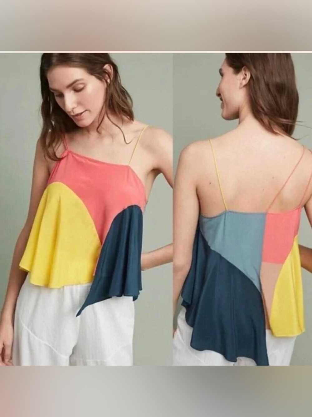 Anthropologie Lilka Vista Colorblock Silk Cami Size XS